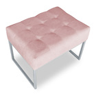 Puff Lisa Suede Rosa Bebê Base Metálica Industrial Prata - Pa