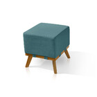 Puff Liso Com Base Madeira D26 Soft Linho Sofatec