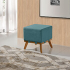 Puff Liso Com Base Madeira D26 Soft Linho Sofatec