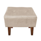 Puff Livia Suede Bege Pés Chanfrado Castanho - D'rossi
