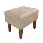 Puff Livia Suede Bege Pés Chanfrado Castanho - D'rossi