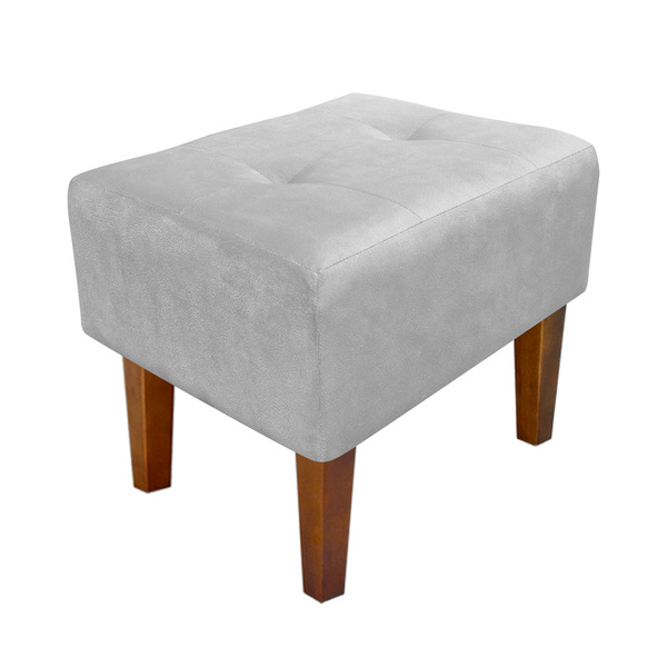 Puff Livia Suede Cinza Pés Chanfrado Castanho - D'rossi