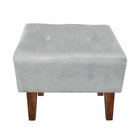 Puff Livia Suede Cinza Pés Chanfrado Castanho - D'rossi