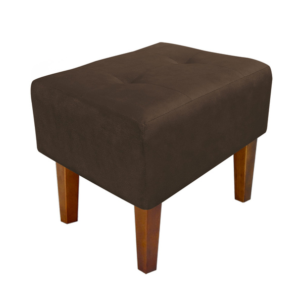 Puff Livia Suede Marrom Pés Chanfrado Castanho - D'rossi