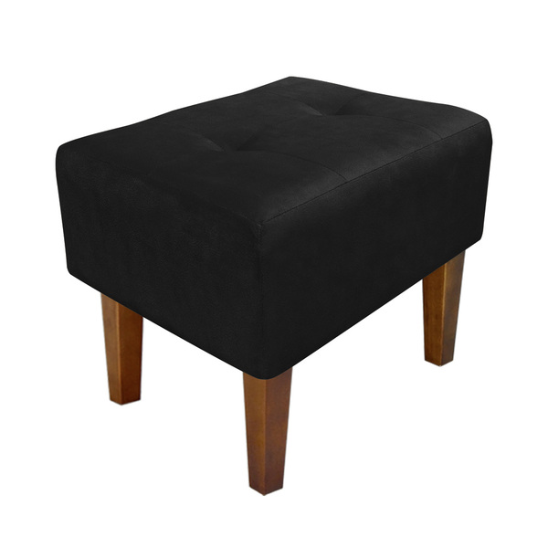 Puff Livia Suede Preto Pés Chanfrado Castanho - D'rossi