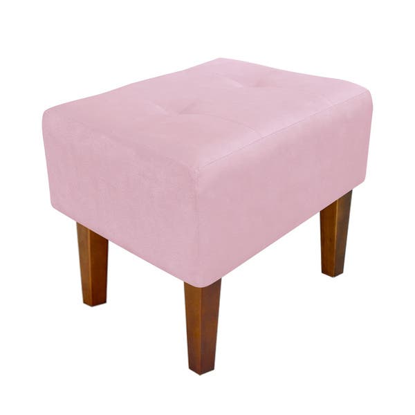Puff Livia Suede Rosa Bebê Pés Chanfrado Castanho - D'rossi | Leroy Merlin