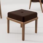 Puff Londres Em Madeira Estofado Em Poliéster - Nogueira/mar