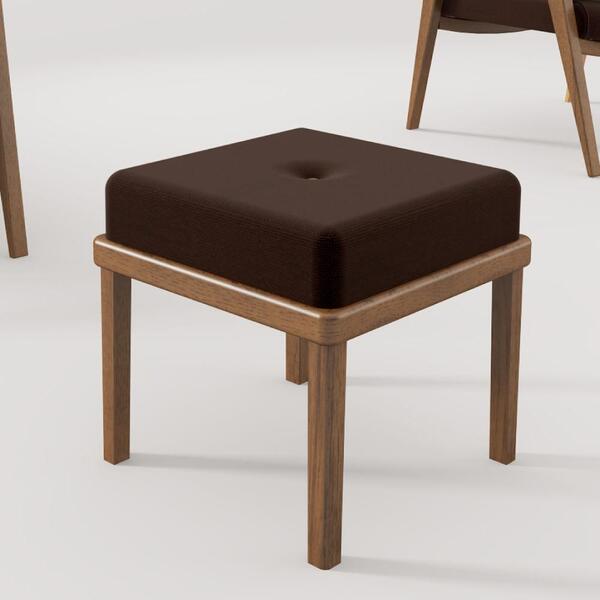 Puff Londres Em Madeira Estofado Em Poliéster - Nogueira/mar