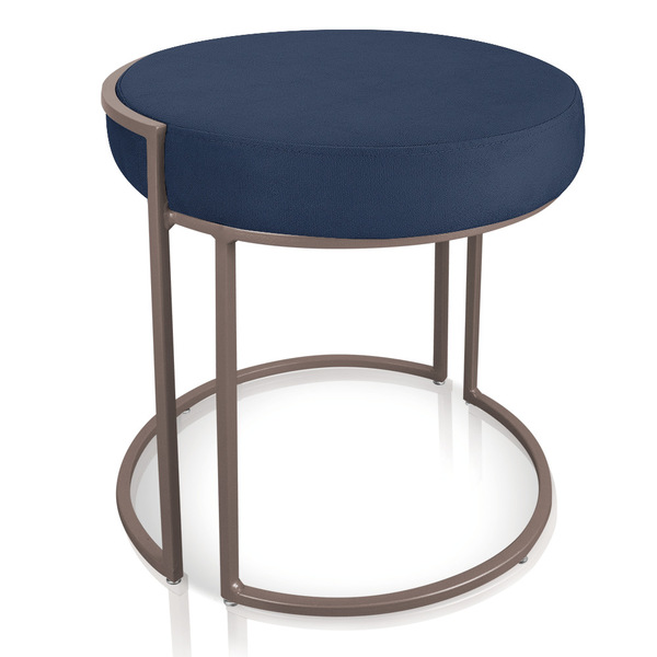 Puff Love Suede Azul Marinho Base Industrial Cobre