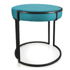 Puff Love Suede Azul Turquesa Base Industrial Preto - D'rossi