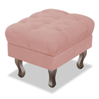 Puff Luiz Xv Com Pés De Madeira Veludo Rosê Jrv Almofadas