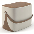 Puff Luke - Couro Natural Marrom / Bege