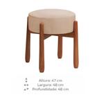 Puff Luxo Decorativo Tecido Linho Bege E Pés Madeira