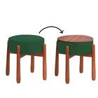 Puff Luxo Decorativo Tecido Veludo Verde E Pés Madeira