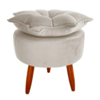 Puff Luxo Petala Veludo Sala Ou Recepcao Cor Cinza Claro