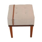 Puff Macio Estofado Em Linho Base Madeira Maciça Relax Bege