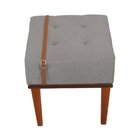 Puff Macio Estofado Em Linho Base Madeira Maciça Relax Cinza