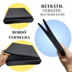 Puff Madeira E Tecido Baú Guarda Volume Banco Bordo Vermelho