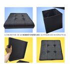 Puff Madeira E Tecido Baú Guarda Volume Banco Bordo Vermelho