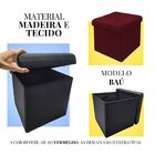 Puff Madeira E Tecido Baú Guarda Volume Banco Bordo Vermelho