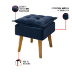 Puff Mairi Suede Azul Marinho Pés Trapézio Castanho - D'rossi