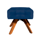 Puff Manuela Suede Azul Marinho Base Giratória Madeira Tana D