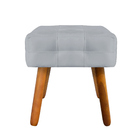 Puff Manuela Suede Cinza Pés Palito Tana Decor