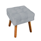 Puff Manuela Suede Cinza Pés Palito Tana Decor