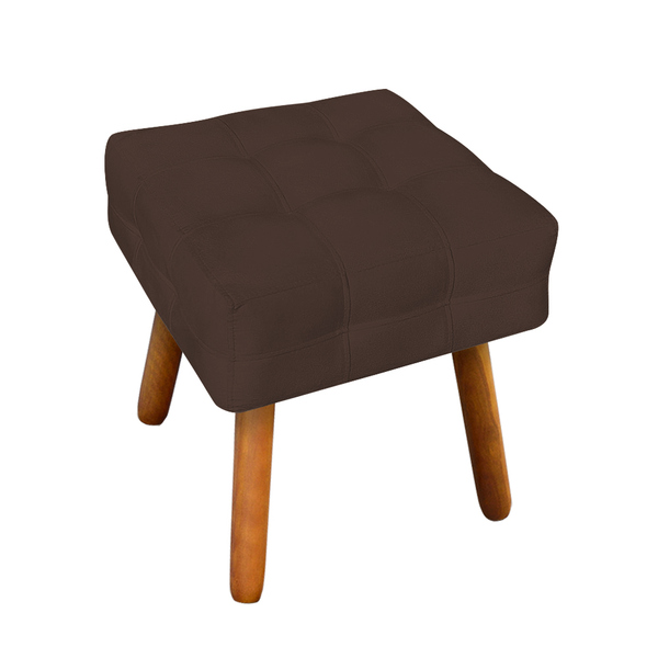 Puff Manuela Suede Marrom Pés Palito Tana Decor