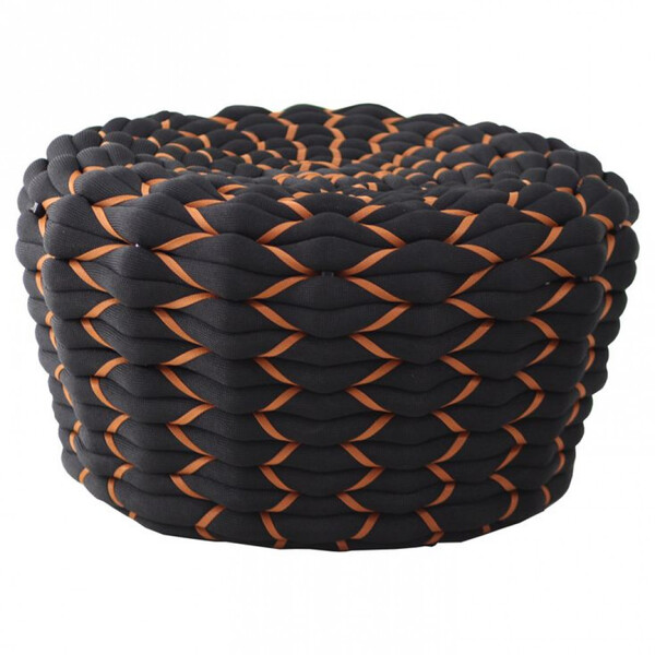 Puff Monique Em Trico Náutico Alumínio Para Edícula, Piscina