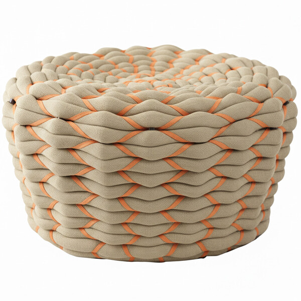 Puff Monique Em Trico Náutico Alumínio Para Edícula, Piscina