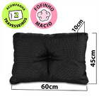 Puff Multiuso 3 Em 1 + 2 Travesseiro Jacquard Preto Liso Casa