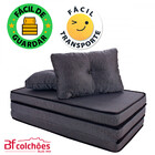 Puff Multiuso Com Lençol E Travesseiro Casal Chumbo 3 Em 1 Em