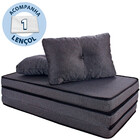 Puff Multiuso Com Lençol E Travesseiro Casal Chumbo 3 Em 1 Em