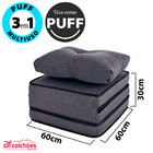 Puff Multiuso Com Lençol E Travesseiro Solteiro Chumbo 3 Em 1