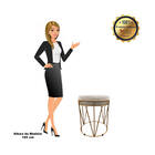 Puff Multiuso Com Mesa Babu 2 Em 1 Suede Bege Base Dourado -