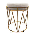 Puff Multiuso Com Mesa Babu 2 Em 1 Suede Bege Base Dourado -