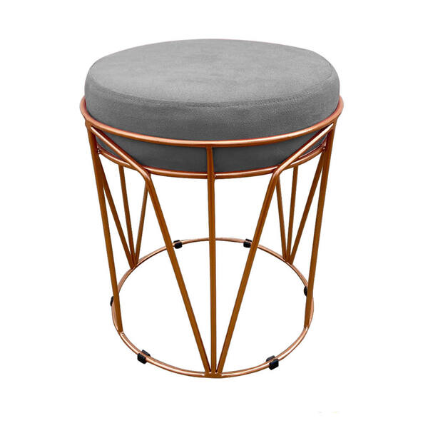 Puff Multiuso Com Mesa Babu 2 Em 1 Suede Grafite Base Cobre -