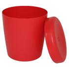 Puff Multiuso Corpo E Tampa Em Plastico Vermelho