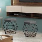 Puff Onix Preta Linho Cinza