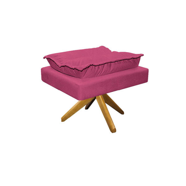 Puff Opala Base Giratória De Madeira Corano - Amarena Móveis