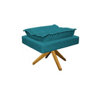 Puff Opala Base Giratória De Madeira Suede Azul Turquesa - Am