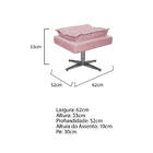 Puff Opala Base Giratória De Metal Corano  - Amarena Móveis -