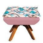 Puff Opala Compos? Suede Rose Com Estampado Tra?ado Azul D33