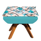 Puff Opala Composê Suede Com Estampado Traçado Azul D33 Base