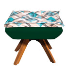 Puff Opala Composê Suede Com Estampado Traçado Azul D33 Base