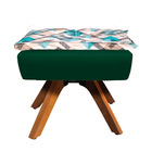 Puff Opala Composê Suede Com Estampado Traçado Azul D33 Base