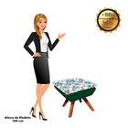 Puff Opala Composê Suede Com Estampado Traçado Azul D33 Base