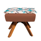 Puff Opala Composê Suede Com Estampado Traçado Azul D33 Base