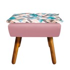 Puff Opala Composê Suede Com Estampado Traçado Azul D33 Pés P